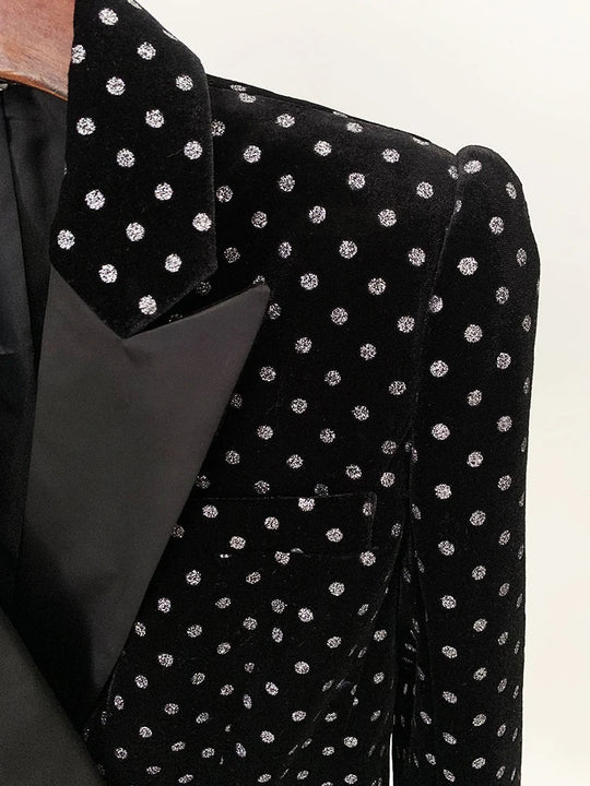 Heidi-Mode | Schimmernde Punktpünktchenmode Samt Blazer