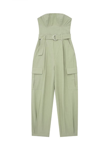 Grünens trägerloses Cargo-Jumpsuit