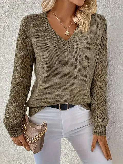 HeidiMode | Solid V-Ausschnitt Strickpullover