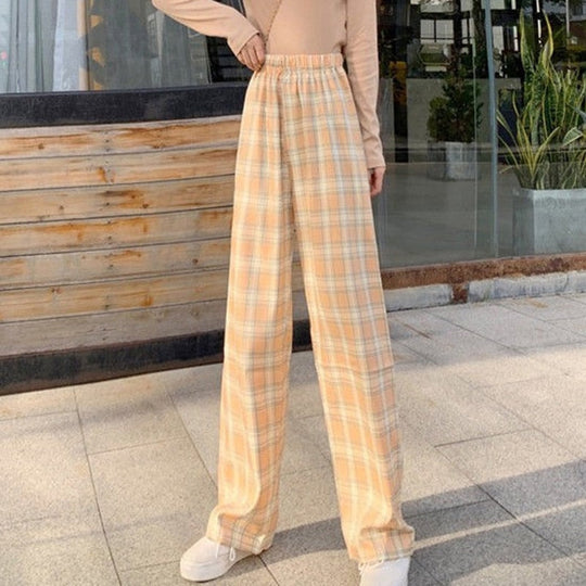 Heidi-Mode | Damenhosen Karierte Hose mit Hoher Taille für Einen Trendigen und Lässigen Look