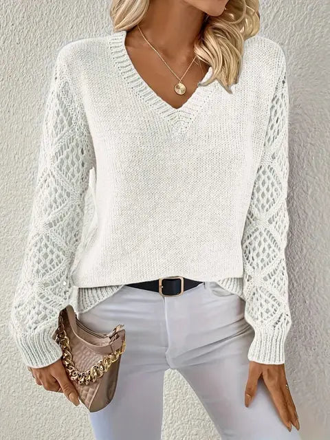 HeidiMode | Solid V-Ausschnitt Strickpullover