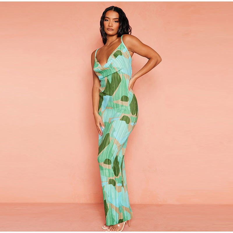 Heidi-Mode | Bedruckte Gefaltete Sling Sommerkleider
