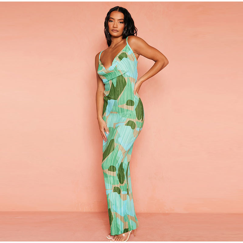 Heidi-Mode | Bedruckte Gefaltete Sling Sommerkleider