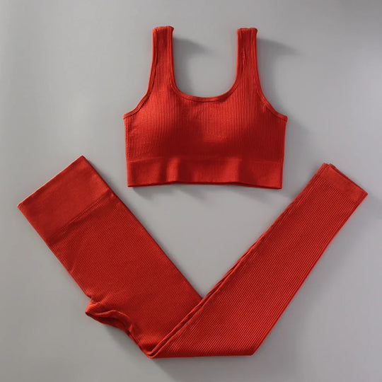 Heidi-Mode | 2 Stück Weiße Yoga Kleidung Set Frauen Hohe Taille Leggings Set Nahtloses Trainingsanzug Fitness Trainingsoutfits Fitness Kleidung Mädchen Top