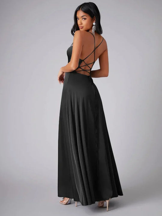 Heidi-Mode | Seiden-Maxikleid mit Geflochtenem Rücken Kleid Dich für Formelle Anlässe Lucette