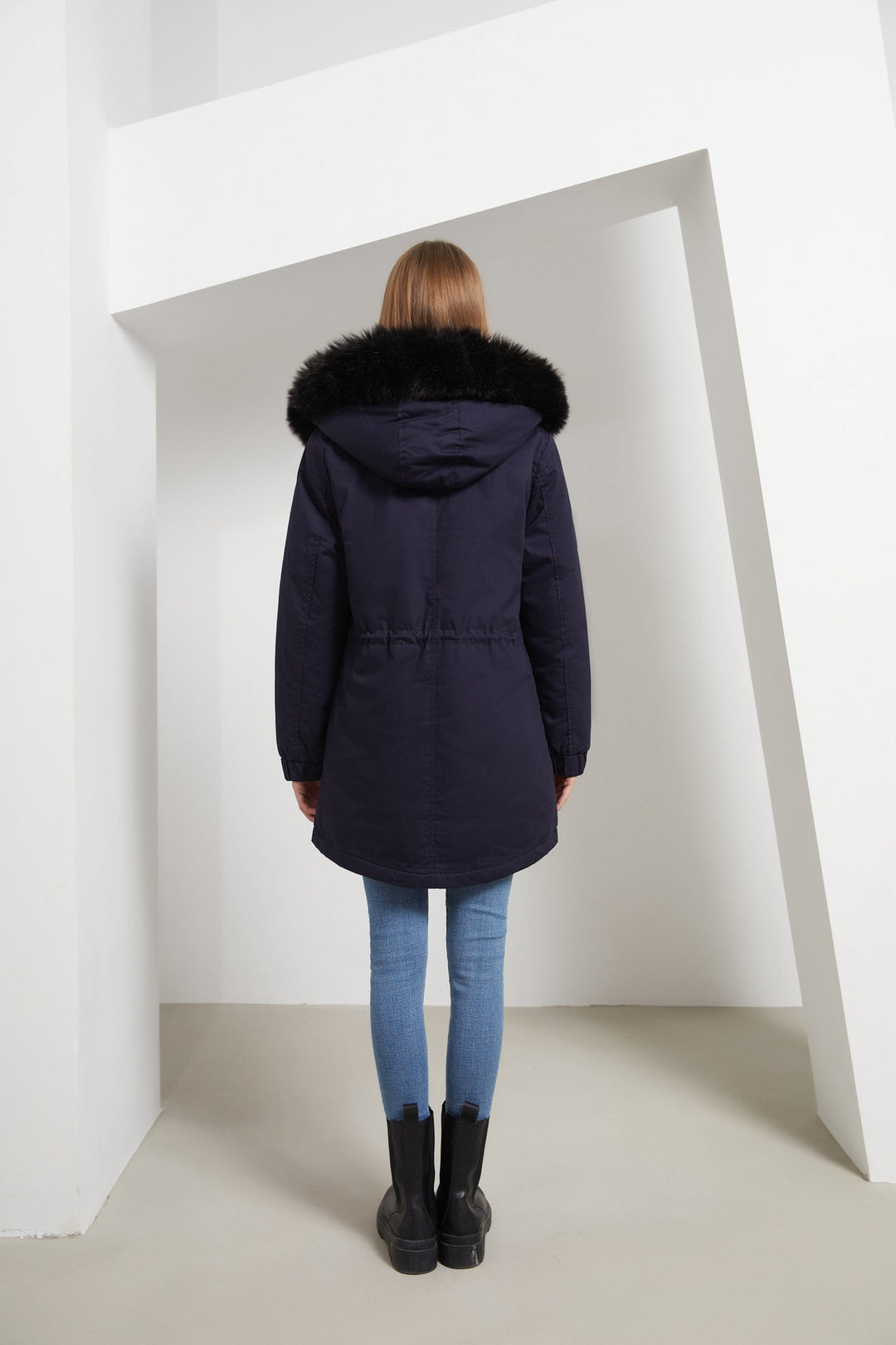 Heidi-Mode | Damenjacke für Halblangen Parka mit Schickem Pelzkragen