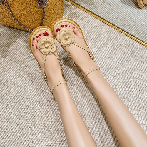 Heidi-Mode | Neue Sommer Damen Sandalen Modisches Blumenmuster Koreanischer Stil Festliche und Arbeitskleidung Damen Lässige Flache Schuhe Große Größen