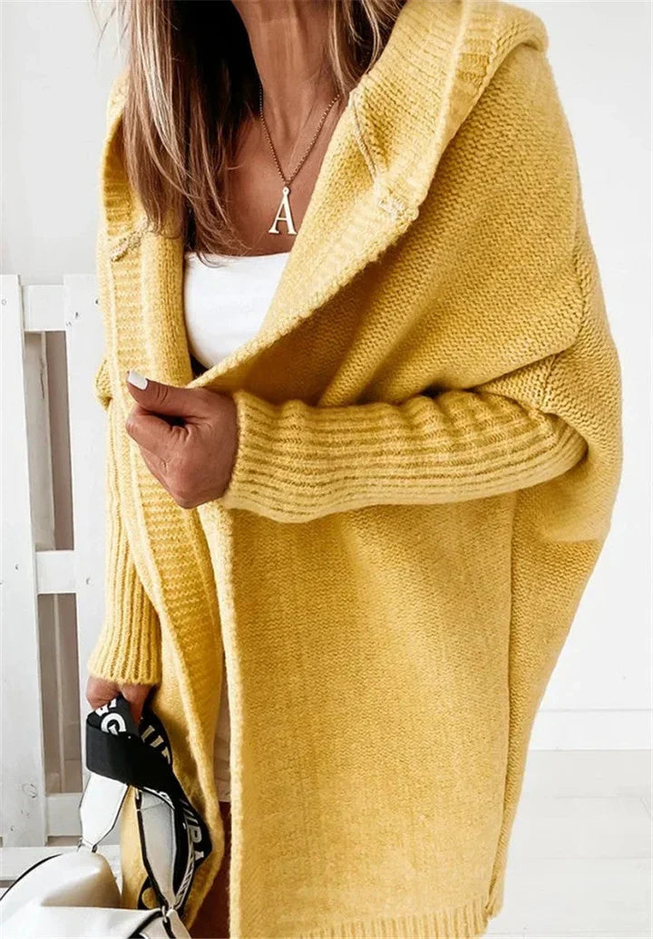 Heidi-Mode | Superweiche Gestrickte Strickjacke mit Taschen und Kapuze für Damen