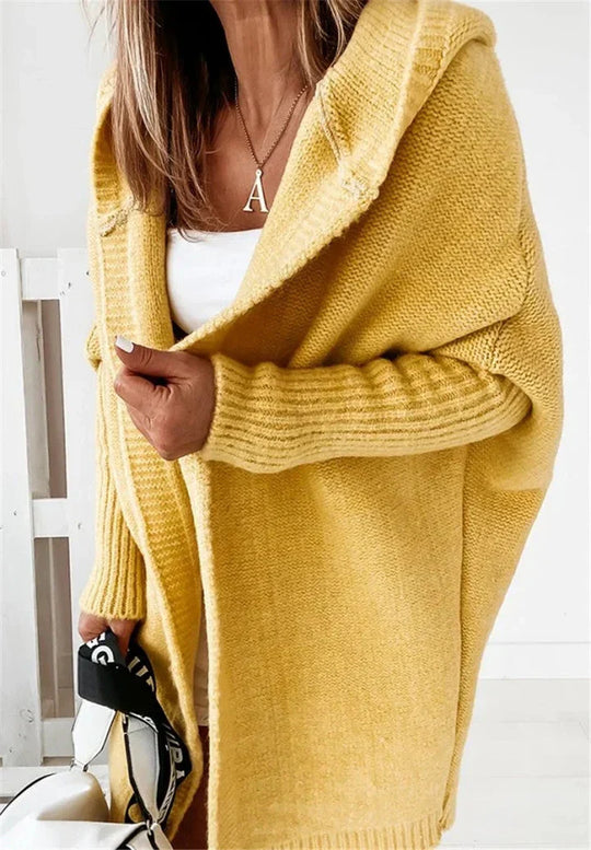 Heidi-Mode | Superweiche Gestrickte Strickjacke mit Taschen und Kapuze für Damen