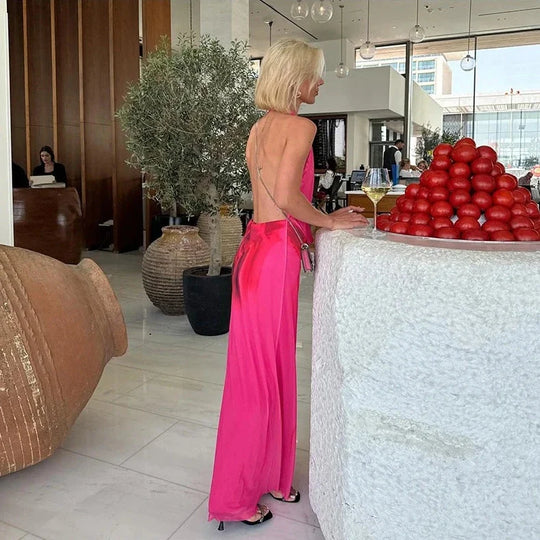 Heidi-Mode | Halter Offene V-Rückenlose Maxi Kleider