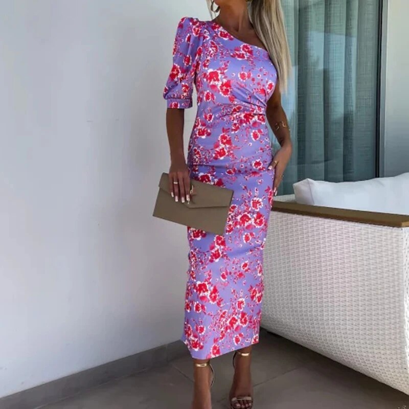 Heidi-Mode | One-Shoulder-Kleid mit Puffärmeln