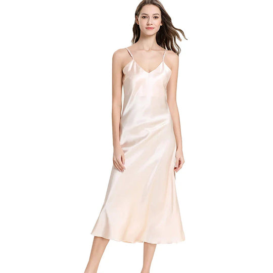 Heidi-Mode | Langes Satin Nachthemd Damen