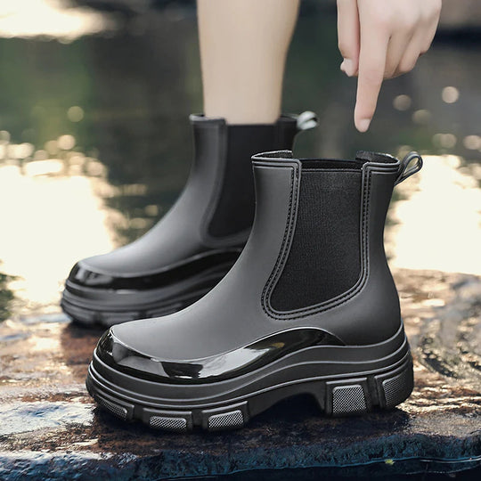 Heidi-Mode | Gummistiefel Wasserdicht Kurz Knöchel Slip on mit Grip Sohle