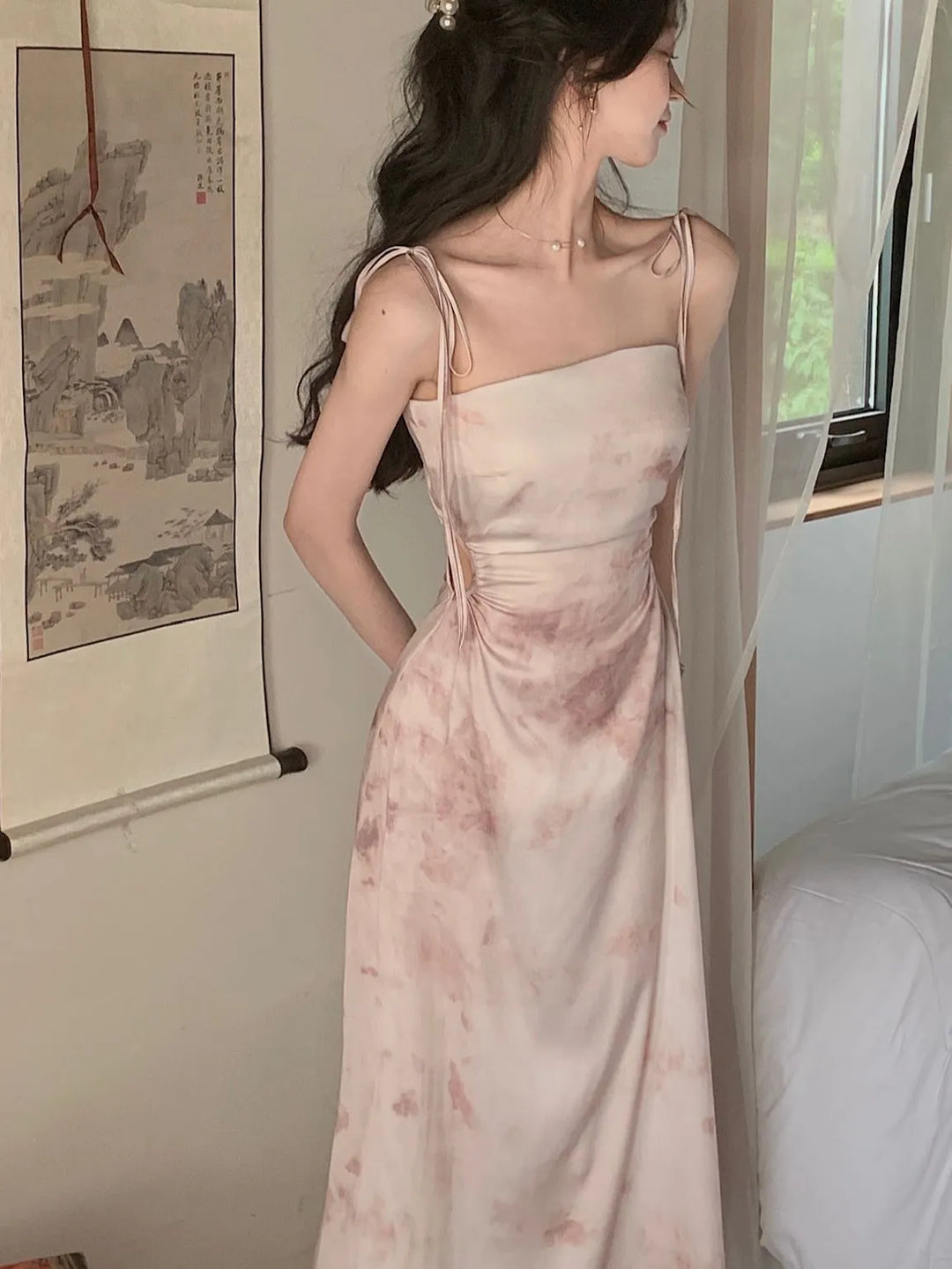 Heidi-Mode | Mittlere Länge Kleider Satin für Frauen