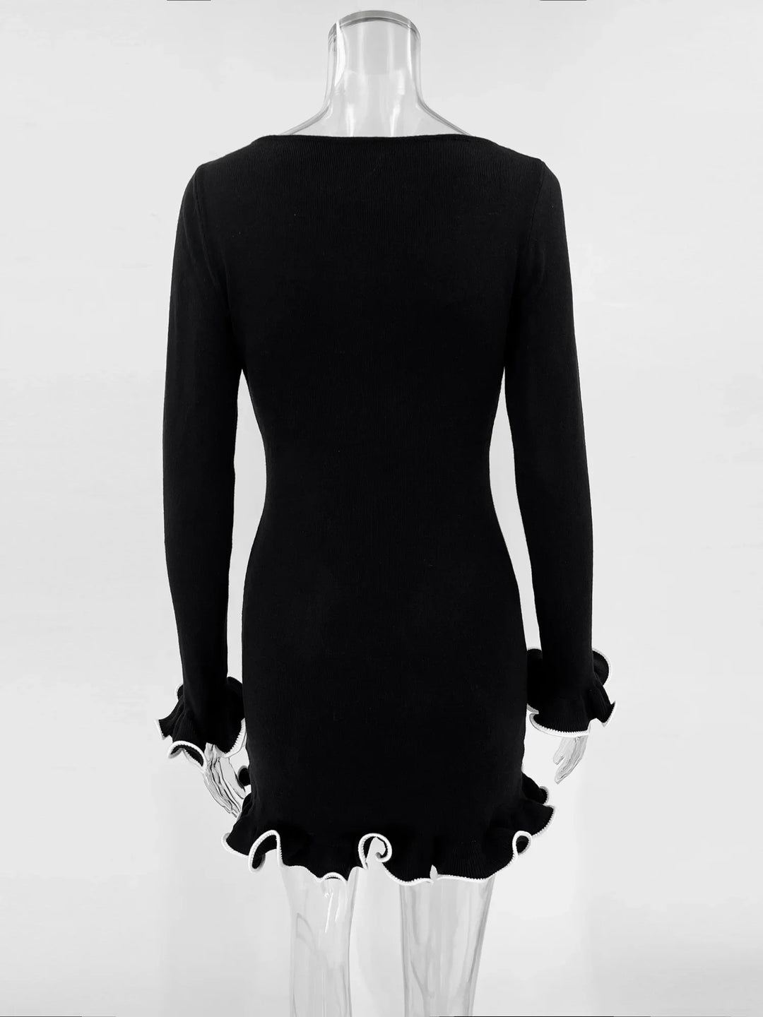 Heidi-Mode | Rüsch High Waist Strick Mini Kleid