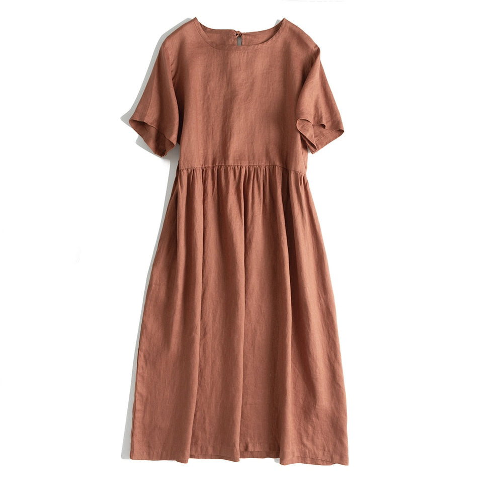 linnen jurk | retro damesjurk met zakken
