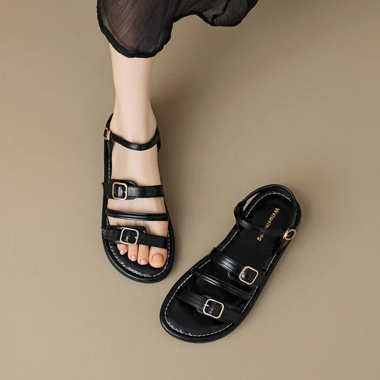 Heidi-Mode | Neue Sommer Damen Outdoor Sandalen Römischer Stil Mode Leder Arbeitsschuhe Damen Lässige Flache Schuhe