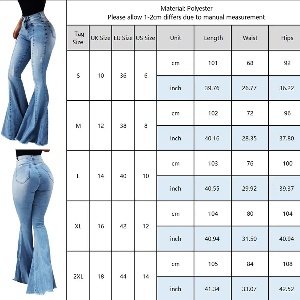 Heidi-Mode | Frauen Jeans Slim Fit Denim Hose Schlaghose Hohe Taille Bootleg Jeans Stretch Frauen Flare Hose Mode Weite Beine Zerrissene Jeans