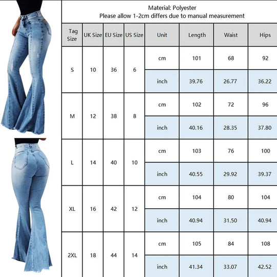 Heidi-Mode | Frauen Jeans Slim Fit Denim Hose Schlaghose Hohe Taille Bootleg Jeans Stretch Frauen Flare Hose Mode Weite Beine Zerrissene Jeans