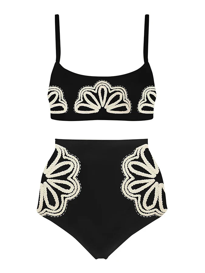 Heidi-Mode | Weiß Einfach Druck Mode Bikini Badeanzug Zu Teilen Tankini Frauen Urlaub Strandkleid Patchwork Frauen Schnur Badeanzug