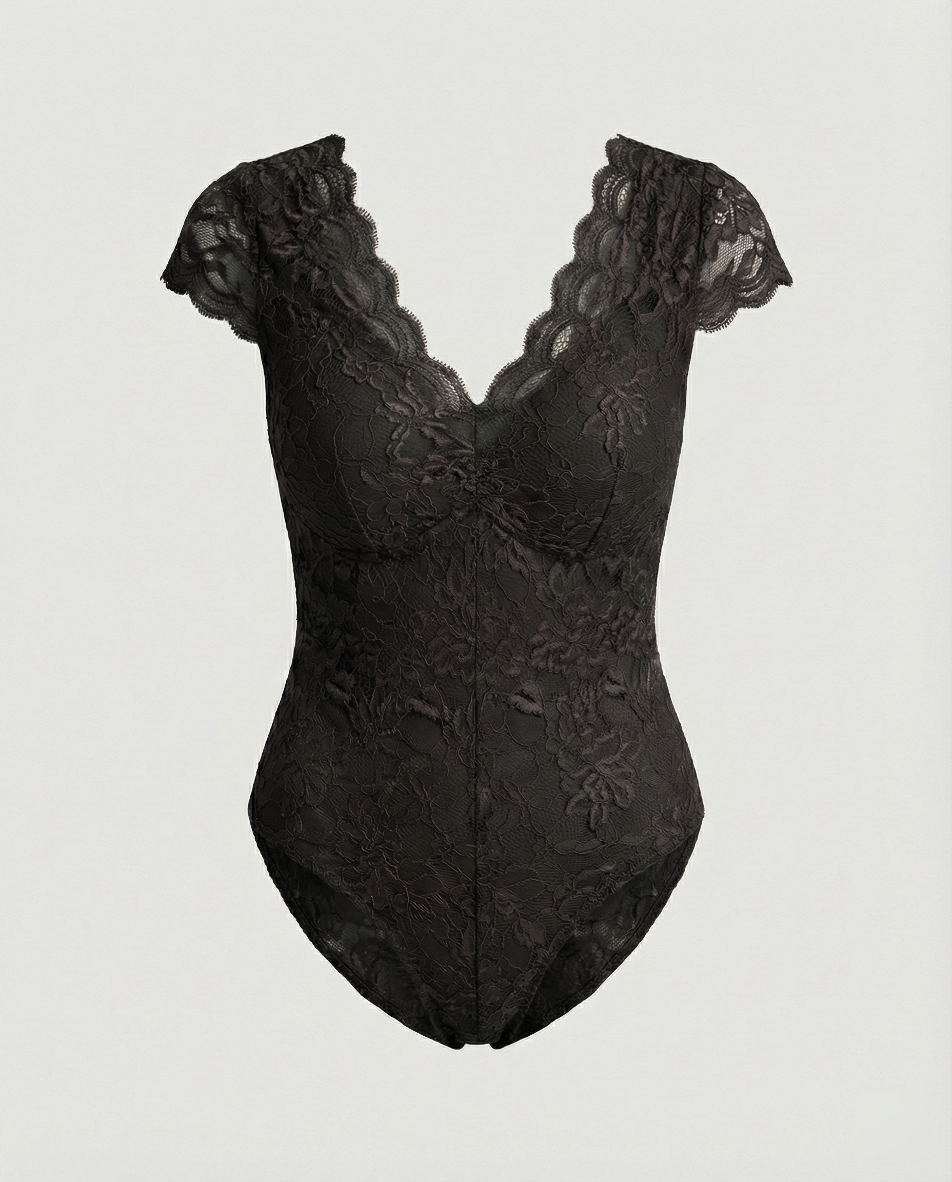 Heidi-Mode - Elegante Body Suit mit Spitzenärmeln und V-Ausschnitt