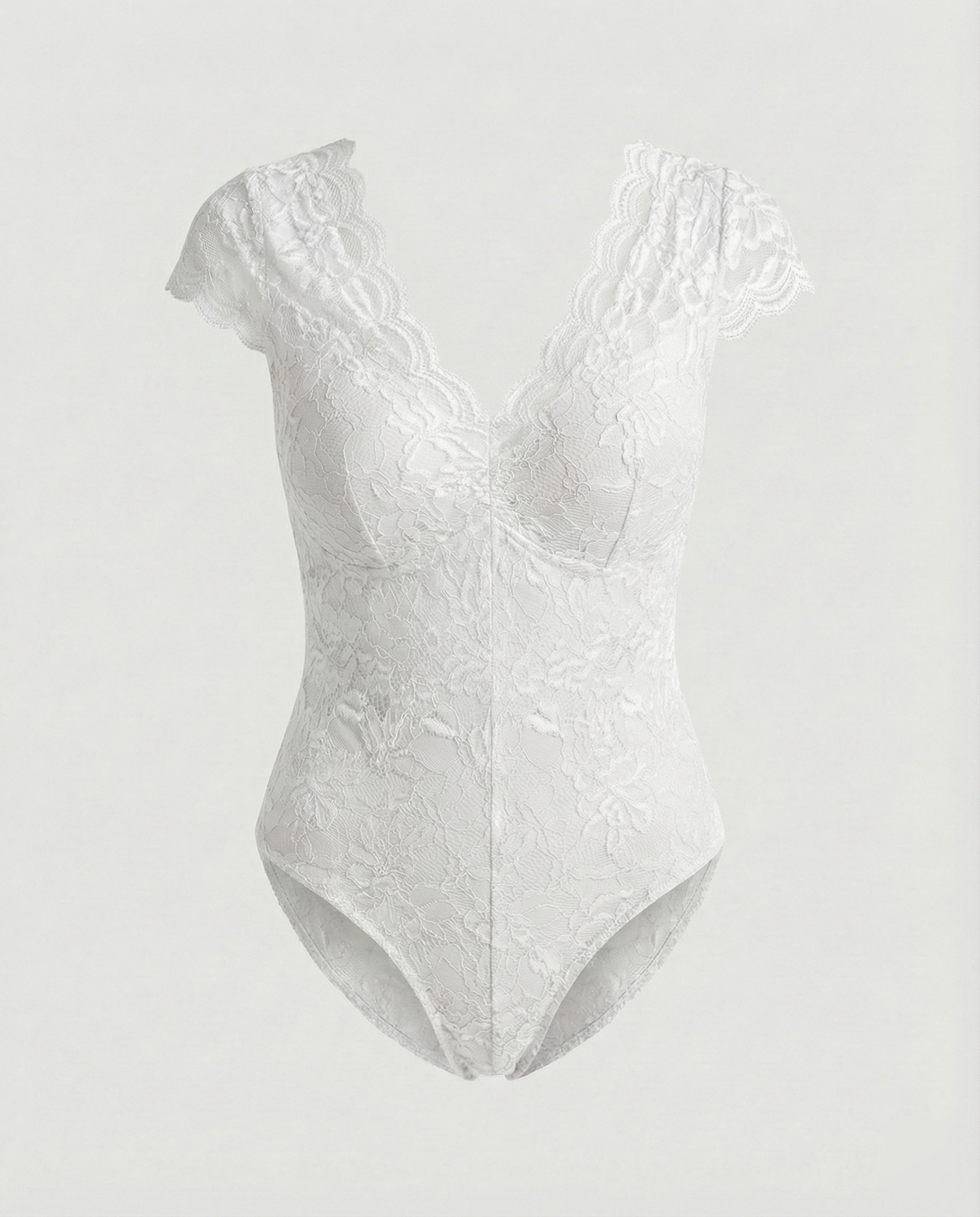 Heidi-Mode - Elegante Body Suit mit Spitzenärmeln und V-Ausschnitt