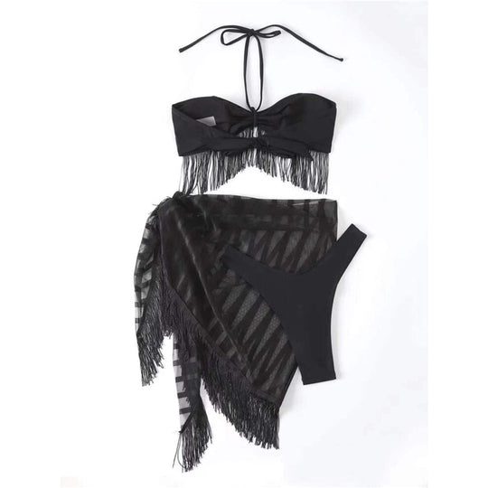 Heidi-Mode | Sarong Fransen Tassel Bikini Satzs & Minirock