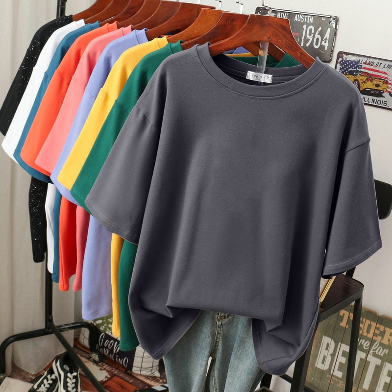 Heidi-Mode | Oversized Baumwoll-Basic-T-Shirt für Damen