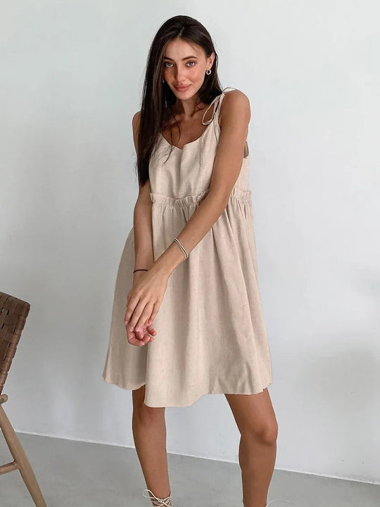 Khaki Mini-Kleid mit Spaghettiträgern