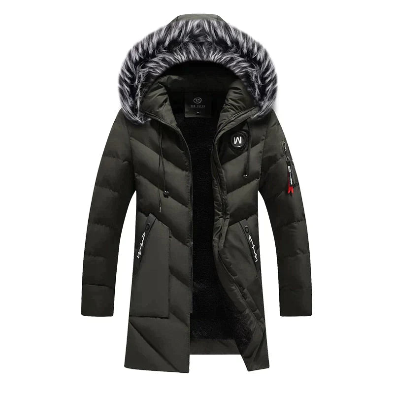 Heidi-Mode | Herren Winter Lange Parka - Flauschiger Besatz Kapuzen Design