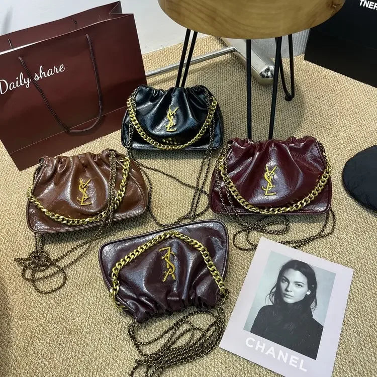 Heidi-Mode | Moderne und Trendige Damen-Crossover-Tasche, Klassisches Pu-Leder, Damenschultertasche, Einfache Kette, Quadratisches Portemonnaie