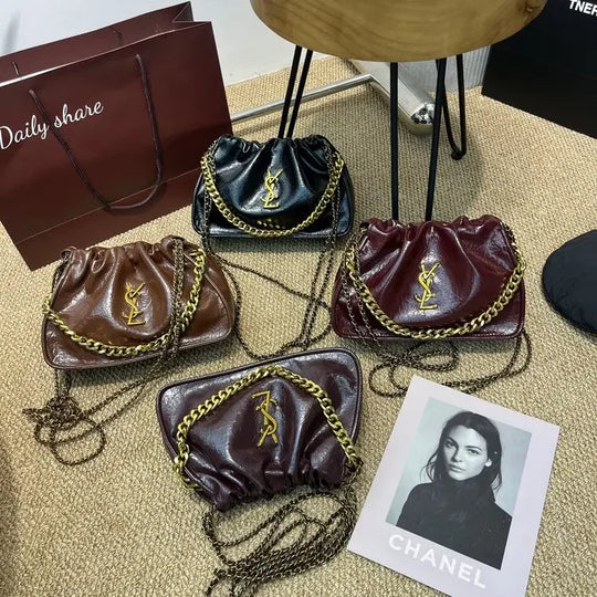 Heidi-Mode | Moderne und Trendige Damen-Crossover-Tasche, Klassisches Pu-Leder, Damenschultertasche, Einfache Kette, Quadratisches Portemonnaie