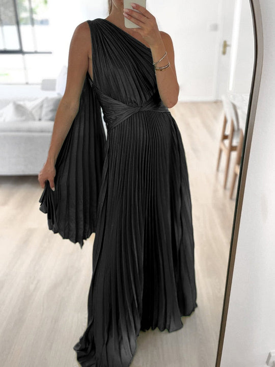 Heidi-Mode | Ein Langarm Falten Backless Maxi Kleid