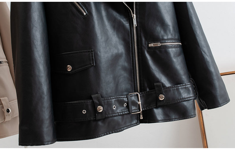 Heidi-Mode | PU-Leder Lange Moto Jacken mit Gürtel
