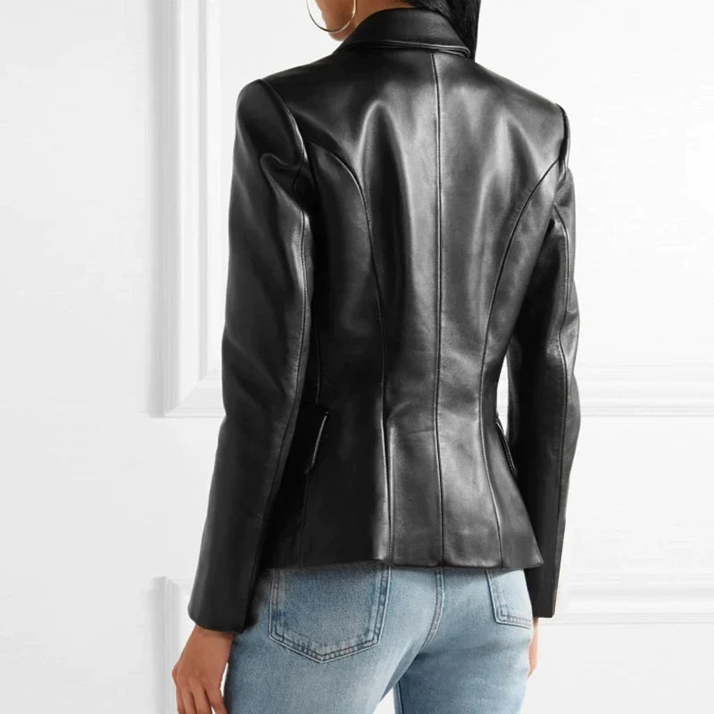 Heidi-Mode | Lederblazer Mit Doppelter Knopfleiste