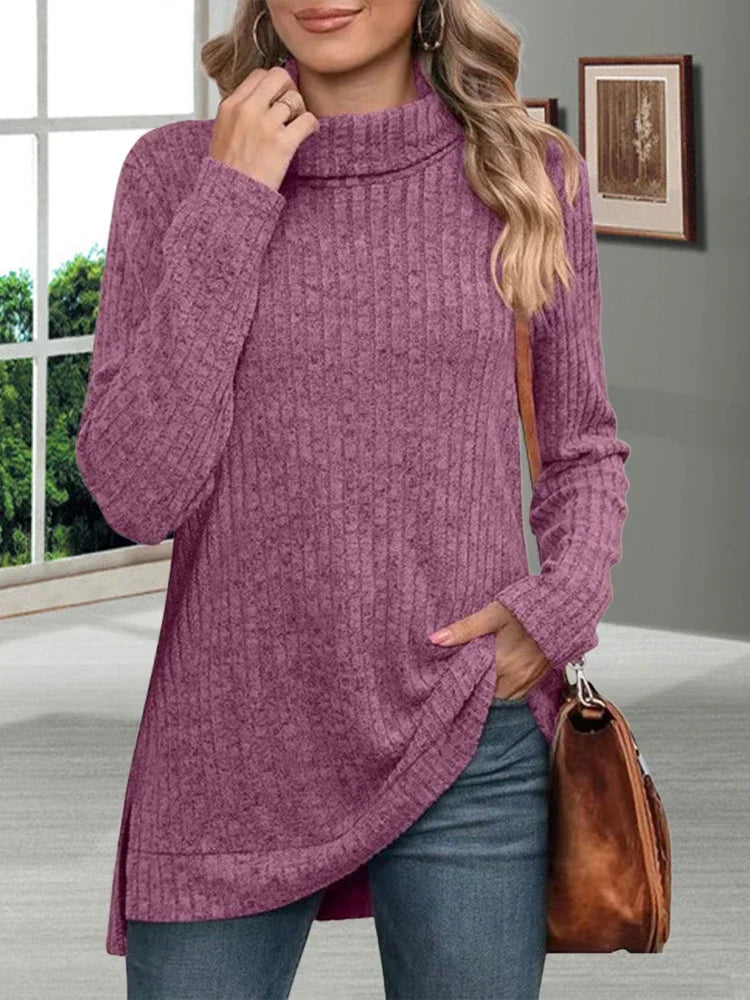 Heidi-Mode | Warmer Gestreifter Rollkragenpullover