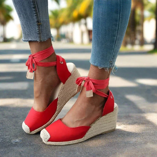 Heidi-Mode | Trendige, Bequeme Boho Keilabsätze für Damen mit Bändern