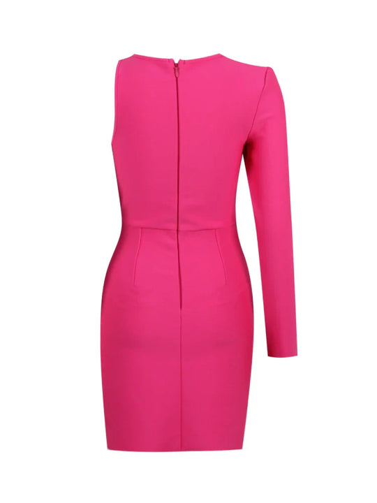 Heidi-Mode | Damen Neue Ein Schulter Langarm Mesh Patch Diamant Bandage Kleid Elegant Sexy Club Abendfest Mini Kleid
