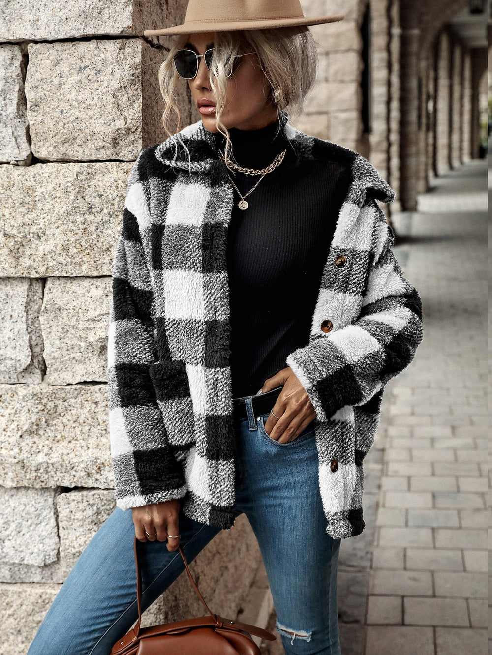 Heidi-Mode | Jacke Flanell Mit Knopf Für Damen