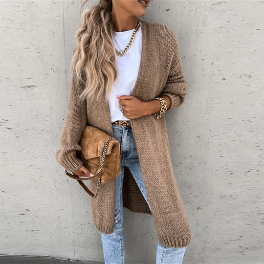 Casual Lang Gestrickte Jacke Für Damen