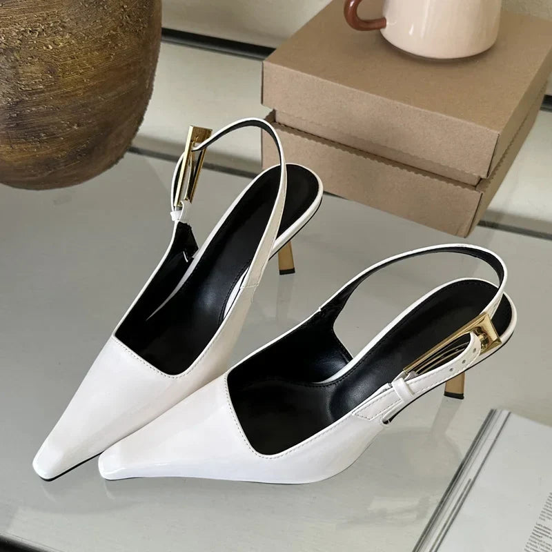 Heidi-Mode | Eilyken Straße Stil Sexy Spitz Zehen Metall Schnalle Riemen Frauen Pumps Stripper Sandalen Slingback High Heels Schuhe