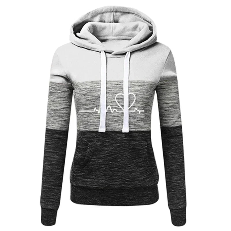 Heidi-Mode | Sweat À Capuche Schnitt Slim Mit Herz Und Beat Druck Für Frauen