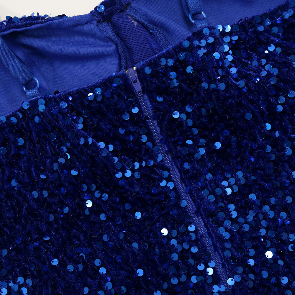 Heidi-Mode | Mesh Korsett Pailletten Hohe Spalte Lange Maxi Kleider