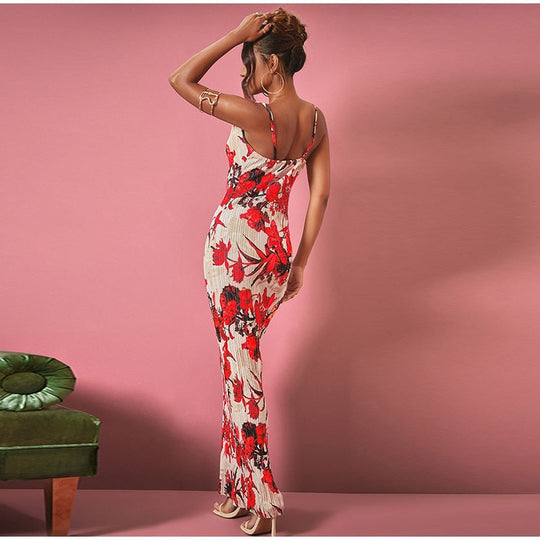 Heidi-Mode | Bedruckte Gefaltete Sling Sommerkleider