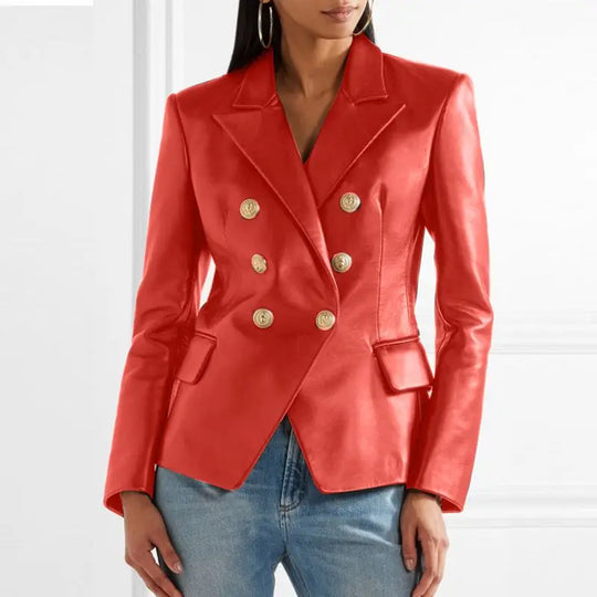 Heidi-Mode | Lederblazer Mit Doppelter Knopfleiste