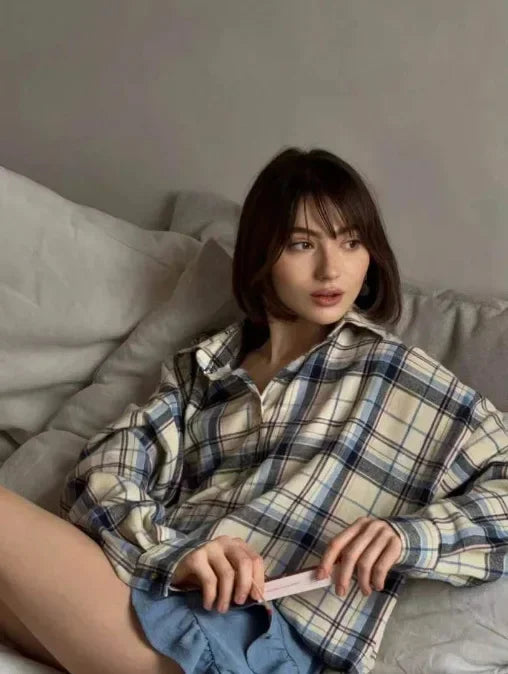 Heidi-Mode | Langarmiges Hemd mit Kariertem Muster Baumwollmix Lässig und Trendy