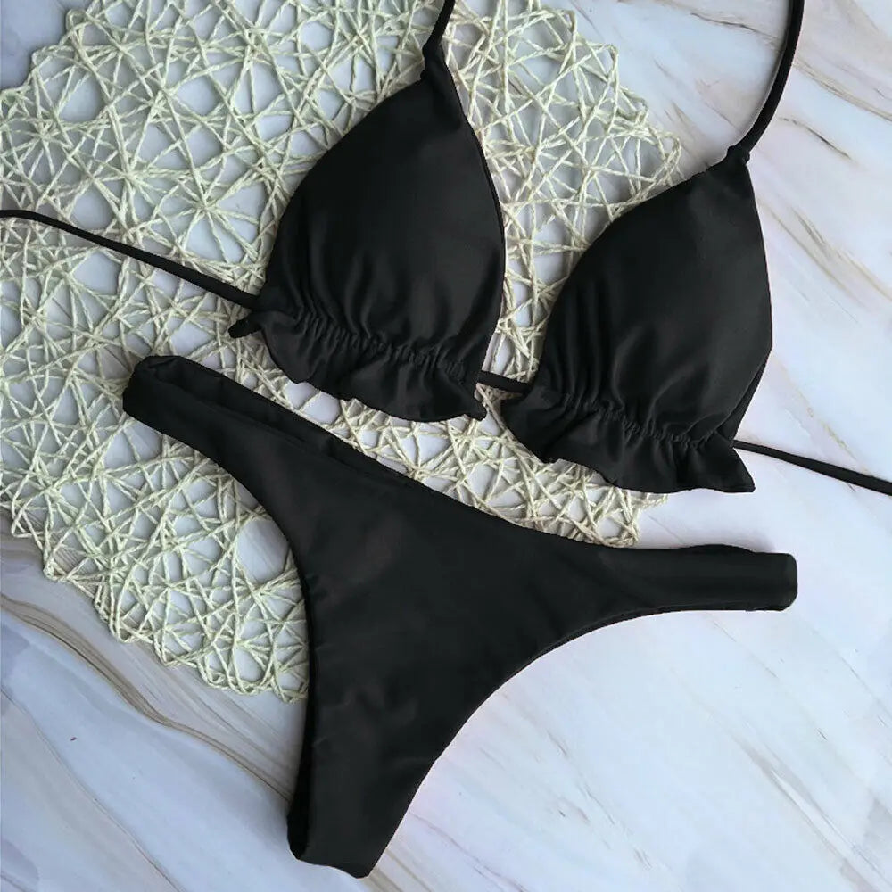Heidi-Mode | Sommer Frauen Sexy Bandage Brasilianisch Bikini Set Top Tanga Unterteil Set Strand Push Up Badeanzug Damen Schnür Badebekleidung