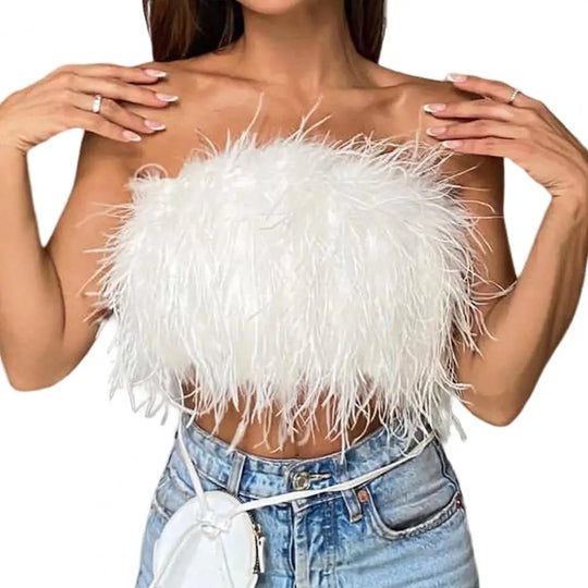 Heidi-Mode | Party Crop Top Verdeckter Reißverschluss Leichtgewichtig Bauchnabel Ausgestellt Ohne Ärmel Off Shoulder Damen Camisole Frauen Tube Top Guter Look