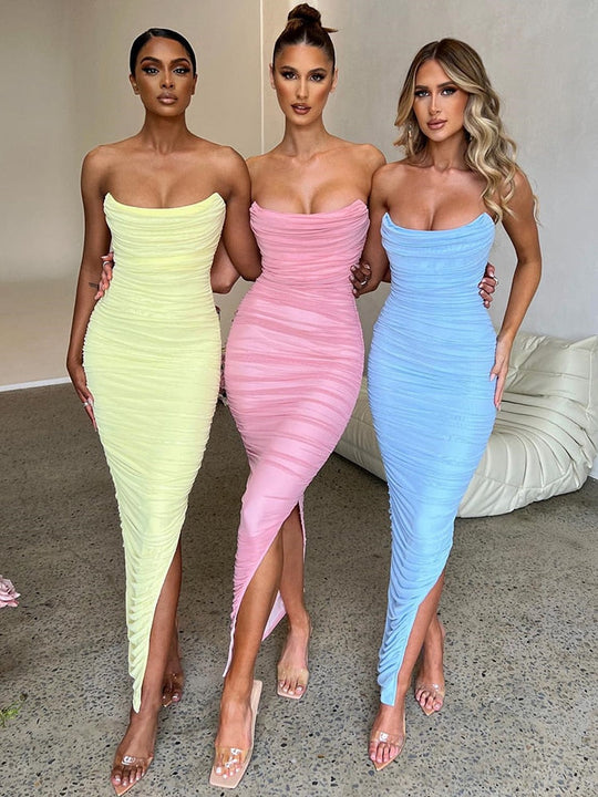 Trägerloses Maxi Kleid