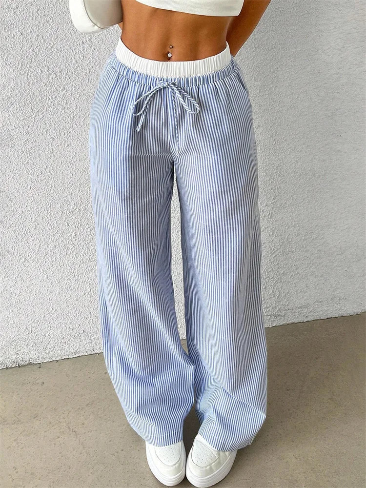 Heidi-Mode | Bequeme Hose mit Weitem Bein und Streifendruck